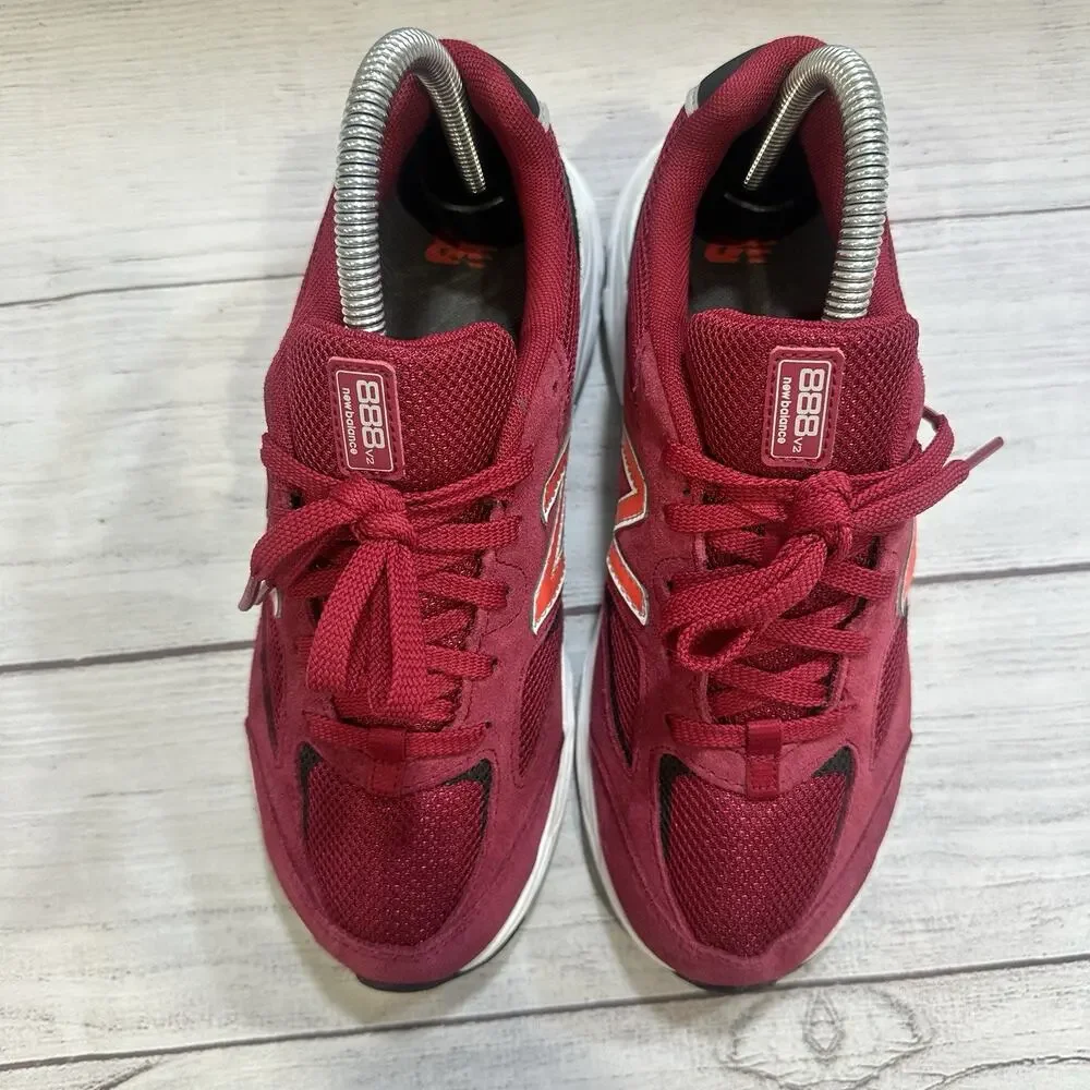New Balance 888v2 Running Shoes Kids 4.5 Burgundy GK888CB2 Excellent‎ Suede Mesh